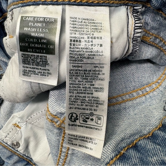 Levis Premium Jeans Women 23x29 Blue Low Loose Wide Baggy Big E Denim Distressed - Picture 7 of 16